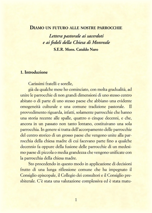 Lettera Pastorale Diamo un futuro alle nostre parrocchie