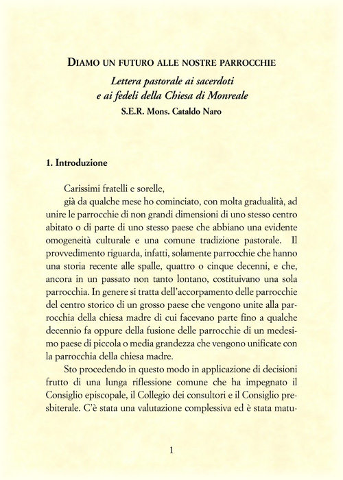 Lettera Pastorale Diamo un futuro alle nostre parrocchie